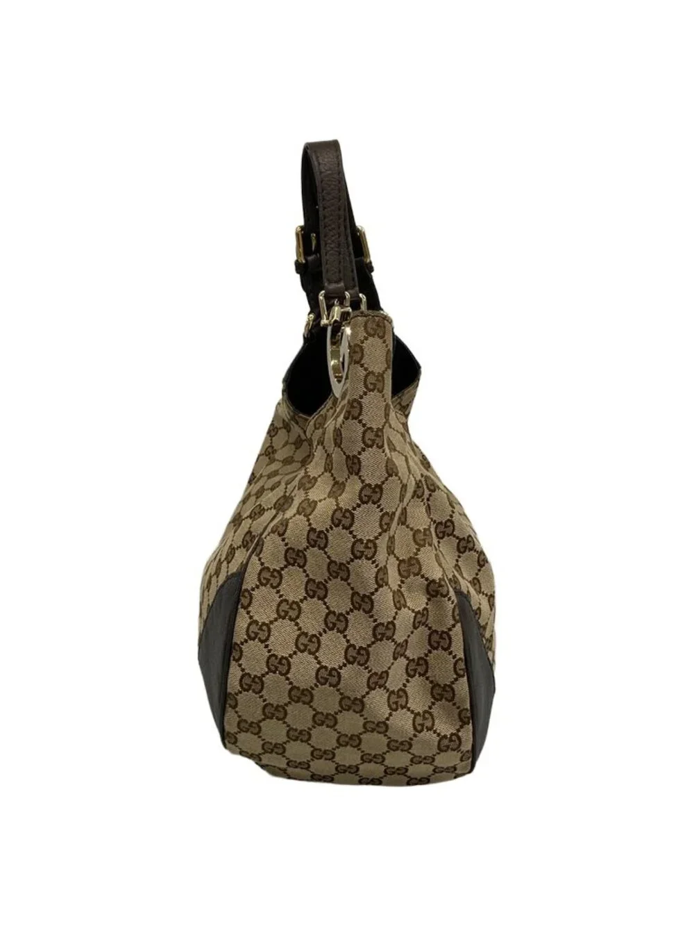 Gucci Tote Bag GG Pattern Charlotte Beige Dark Brown Leather